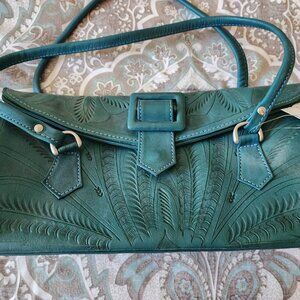 Brand new, Handmade, Turquoise, Leather Satchel handbag
